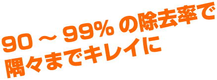 90～99%の除去率で隅々までキレイに